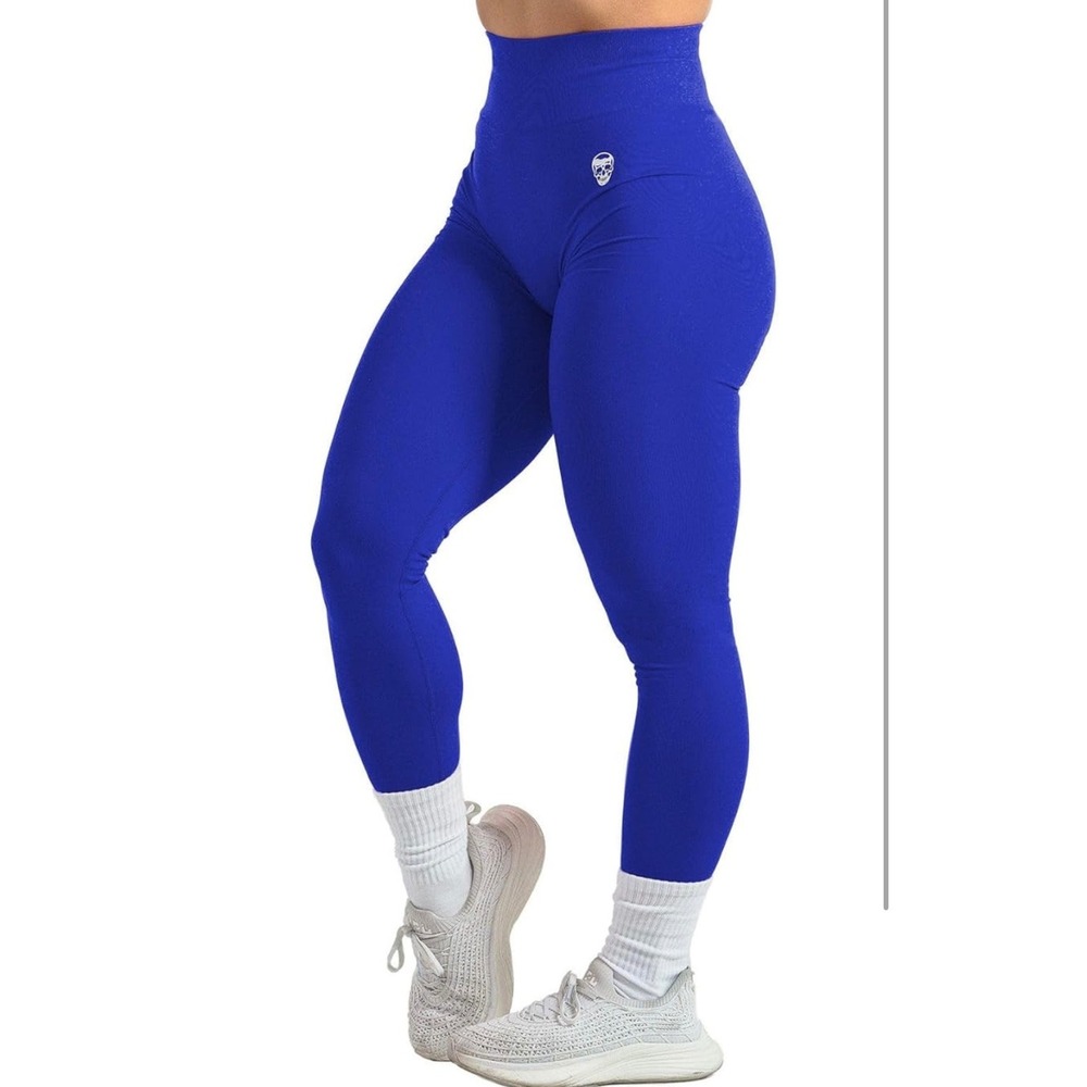 Gymreapers Royal Blue Seamless Scrunch Butt Leggings High Waisted Yoga Pants